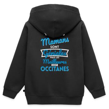Mamans géniales les meilleures sont Occitanes - Sweat Premium à capuche zippé enfant bio - noir - Dos - AI Model Kid Male (0cm)