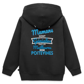 Mamans géniales les meilleures sont Poitevines - Sweat Premium à capuche zippé enfant bio - noir - Dos - AI Model Kid Male (0cm)