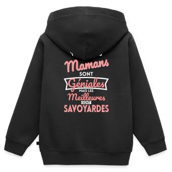 Mamans géniales les meilleures sont Savoyardes - Sweat Premium à capuche zippé enfant bio - noir - Dos - AI Model Kid Male (0cm)