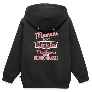 Mamans géniales les meilleures sont Réunionnaises - Sweat Premium à capuche zippé enfant bio - noir - Dos - AI Model Kid Male (0cm)