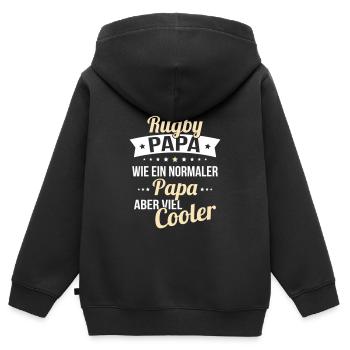 I've got a rugby dad like a normal dad - Kids Premium Organic Zip-up Hoodie - black - Back - AI Model Kid Male (0cm)
