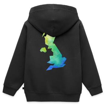 Map UK - Sweat Premium à capuche zippé enfant bio - noir - Dos - AI Model Kid Male (0cm)