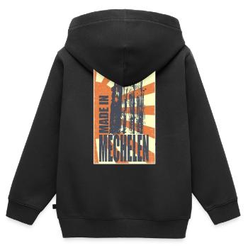 Fabriqué à Malines - Sweat Premium à capuche zippé enfant bio - noir - Dos - AI Model Kid Male (0cm)