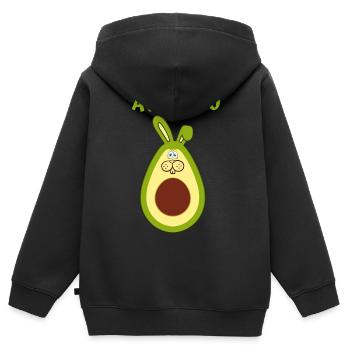 Avocado Lachalarm Cartoonaufdruck - Kinder Premium Organic Zip Hoodie - Schwarz - Hinten - AI Model Kid Male (0cm)