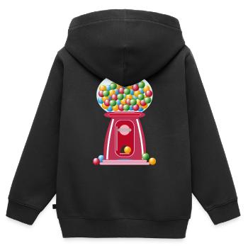 nostalgischer roter Retro Kaugummi Automat - Kinder Premium Organic Zip Hoodie - Schwarz - Hinten - AI Model Kid Male (0cm)