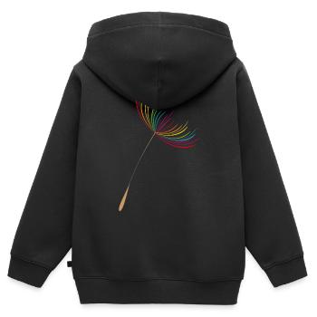 graines de pissenlit colorées et en filigrane (pissenlit) - Sweat Premium à capuche zippé enfant bio - noir - Dos - AI Model Kid Male (0cm)