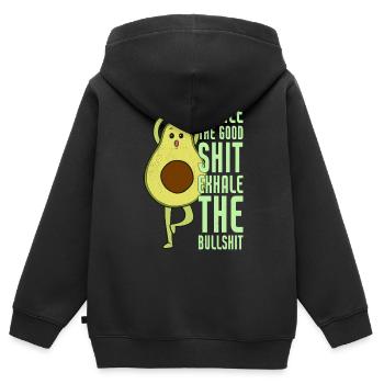 Atme die gute Scheiße ein, atme den Schwachsinn - Kinder Premium Organic Zip Hoodie - Schwarz - Hinten - AI Model Kid Male (0cm)