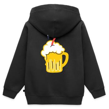 Flamingo - Sweat Premium à capuche zippé enfant bio - noir - Dos - AI Model Kid Male (0cm)