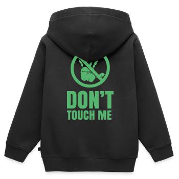 Ne me touche pas Ne touche pas Les Mains Chemin Drôle - Sweat Premium à capuche zippé enfant bio - noir - Dos - AI Model Kid Male (0cm)