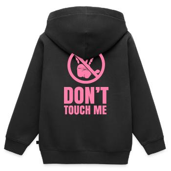 Ne me touche pas les mains Doigts Ne me touche pas - Sweat Premium à capuche zippé enfant bio - noir - Dos - AI Model Kid Male (0cm)