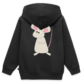 Cleveres Mäuschen - Kinder Premium Organic Zip Hoodie - Schwarz - Hinten - AI Model Kid Male (0cm)