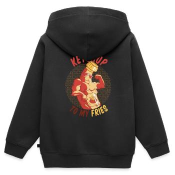 Tu es le ketchup pour mes frites faim flirt - Sweat Premium à capuche zippé enfant bio - noir - Dos - AI Model Kid Male (0cm)