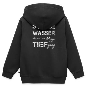 stille wasser sind tief ruhig - Kinder Premium Organic Zip Hoodie - Schwarz - Hinten - AI Model Kid Male (0cm)