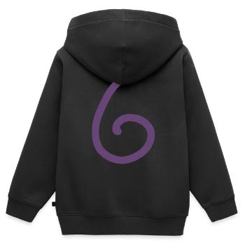 6 Numéro six numéro violet anniversaire - Sweat Premium à capuche zippé enfant bio - noir - Dos - AI Model Kid Male (0cm)