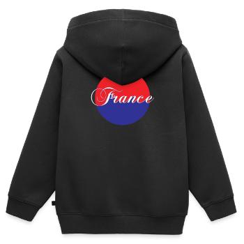 Frankreich - Kinder Premium Organic Zip Hoodie - Schwarz - Hinten - AI Model Kid Male (0cm)