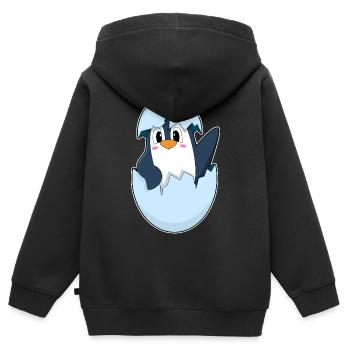 Pinguin Eierschale - Kinder Premium Organic Zip Hoodie - Schwarz - Hinten - AI Model Kid Male (0cm)
