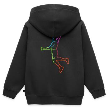 Basketballer Silhouette Bunt Basketballspieler - Kinder Premium Organic Zip Hoodie - Schwarz - Hinten - AI Model Kid Male (0cm)