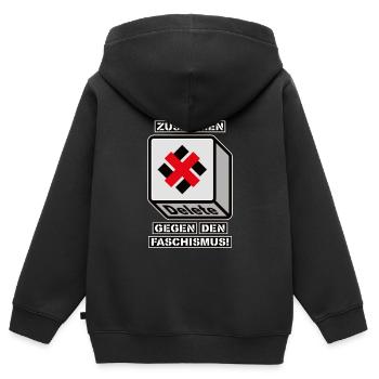 TOUS ENSEMBLE CONTRE LE FASCISME - Sweat Premium à capuche zippé enfant bio - noir - Dos - AI Model Kid Male (0cm)