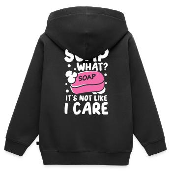 Soap What? It's Not Like I Care für einen - Kinder Premium Organic Zip Hoodie - Schwarz - Hinten - AI Model Kid Male (0cm)