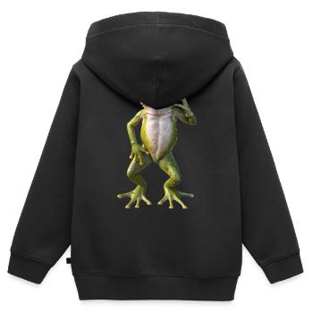Tanzender Frosch - Kinder Premium Organic Zip Hoodie - Schwarz - Hinten - AI Model Kid Male (0cm)