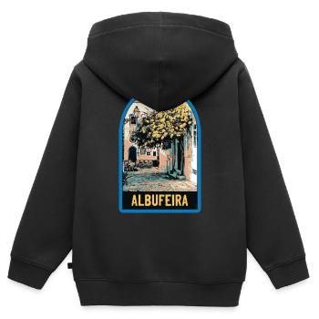 Malerische Gasse, Altstadt, Albufeira - Kinder Premium Organic Zip Hoodie - Schwarz - Hinten - AI Model Kid Male (0cm)