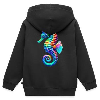 Hippocampe - Sweat Premium à capuche zippé enfant bio - noir - Dos - AI Model Kid Male (0cm)