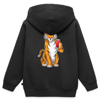 Tiger Dose - Kinder Premium Organic Zip Hoodie - Schwarz - Hinten - AI Model Kid Male (0cm)