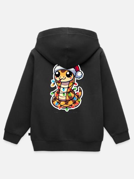 Emballage de serpent de Noël - Sweat Premium à capuche zippé enfant bio - noir