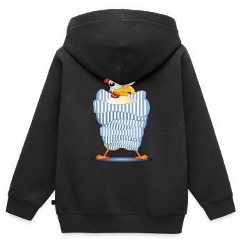 HÜHNER HÜHNERSTALL - HERBST WINTER - Kinder Premium Organic Zip Hoodie - Schwarz - Hinten - AI Model Kid Male (0cm)