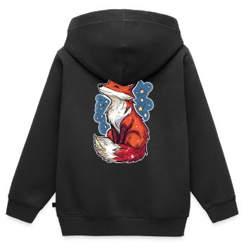 Renard et ciel étoilé - Sweat Premium à capuche zippé enfant bio - noir - Dos - AI Model Kid Male (0cm)