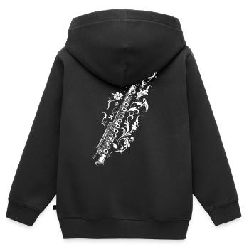 Flöte Zeichnung - Kinder Premium Organic Zip Hoodie - Schwarz - Hinten - AI Model Kid Male (0cm)