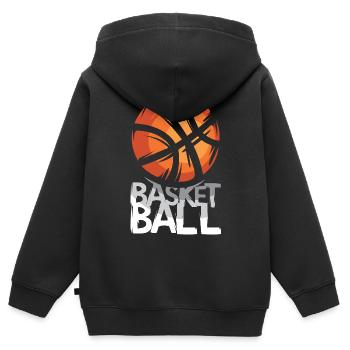 Basketball Grafik – Streetstyle Design - Kinder Premium Organic Zip Hoodie - Schwarz - Hinten - AI Model Kid Male (0cm)