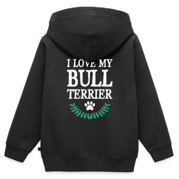 Bull terrier - Sweat Premium à capuche zippé enfant bio - noir - Dos - AI Model Kid Male (0cm)