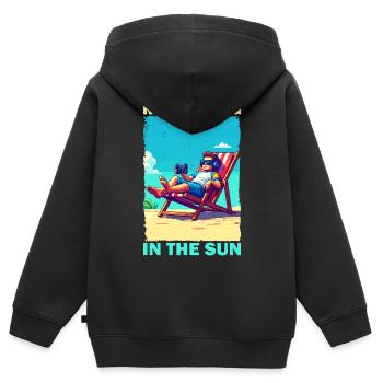 Pixelart Strandjugend mit Gaming-Elementen - Kinder Premium Organic Zip Hoodie - Schwarz - Hinten - AI Model Kid Male (0cm)