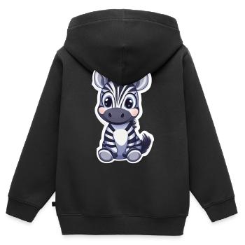 Zebra - Kinder Premium Organic Zip Hoodie - Schwarz - Hinten - AI Model Kid Male (0cm)
