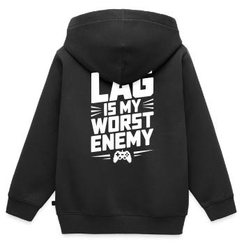 Le décalage est mon pire ennemi - Sweat Premium à capuche zippé enfant bio - noir - Dos - AI Model Kid Male (0cm)