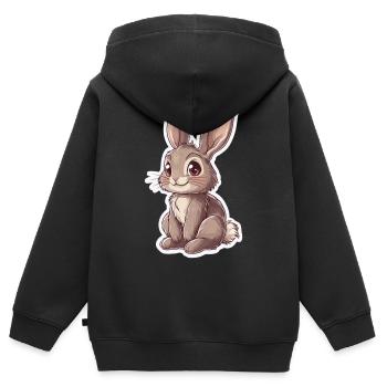 Hase - Kinder Premium Organic Zip Hoodie - Schwarz - Hinten - AI Model Kid Male (0cm)