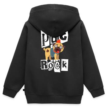 Carlin Rock Punk Carlin Chien Mohawk Punk Rock Punk - Sweat Premium à capuche zippé enfant bio - noir - Dos - AI Model Kid Male (0cm)