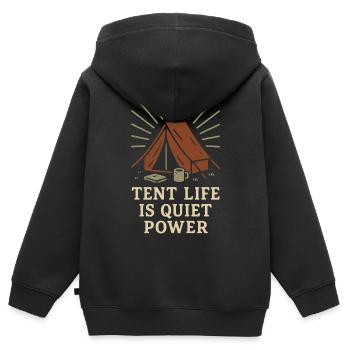 Solo Camping Introvertierter Camper Ruhiges - Kinder Premium Organic Zip Hoodie - Schwarz - Hinten - AI Model Kid Male (0cm)