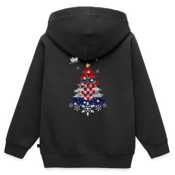 Sapin de Noël avec drapeau de la Croatie - Sweat Premium à capuche zippé enfant bio - noir - Dos - AI Model Kid Male (0cm)
