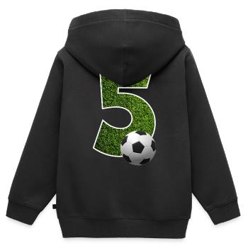 NO. 5 NUMBER 5 FOOTBALL 5TH BIRTHDAY - Kids Premium Organic Zip-up Hoodie - black - Back - AI Model Kid Male (0cm)