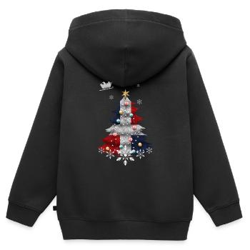 Sapin de Noël avec drapeau de la République dominicaine - Sweat Premium à capuche zippé enfant bio - noir - Dos - AI Model Kid Male (0cm)