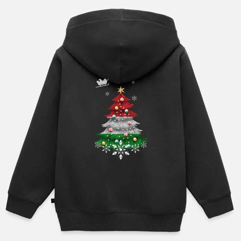Sapin de Noël avec drapeau hongrois - Sweat Premium à capuche zippé enfant bio - noir