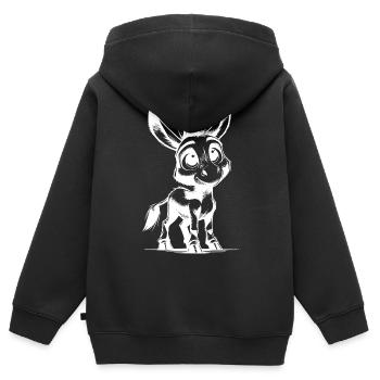 Petit Petit Âne Mignon Dessin au Crayon - Sweat Premium à capuche zippé enfant bio - noir - Dos - AI Model Kid Male (0cm)