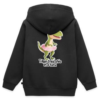 TREX Très Chic en Tutu - Sweat Premium à capuche zippé enfant bio - noir - Dos - AI Model Kid Male (0cm)