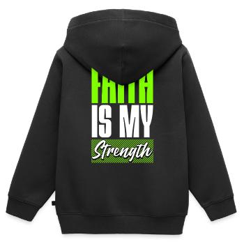 Faith is my Strength - Kinder Premium Organic Zip Hoodie - Schwarz - Hinten - AI Model Kid Male (0cm)