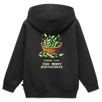 Trop de courgettes | Récolte et mise en conserve - Sweat Premium à capuche zippé enfant bio - noir - Dos - AI Model Kid Male (0cm)
