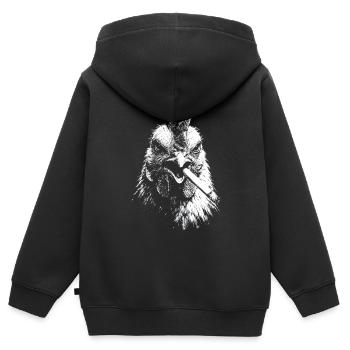 Smoking Hen Graphic - Kids Premium Organic Zip-up Hoodie - black - Back - AI Model Kid Male (0cm)