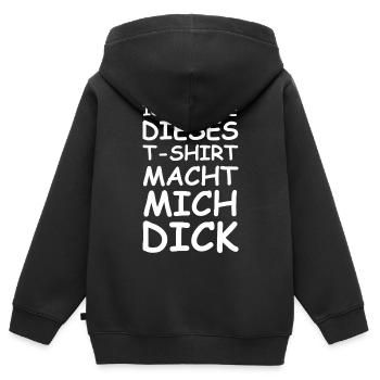 Je pense : Ce T-shirt me fait grossir - Sweat Premium à capuche zippé enfant bio - noir - Dos - AI Model Kid Male (0cm)