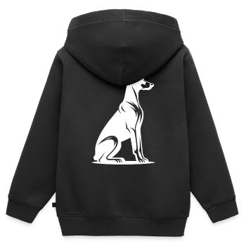 Treuer Dobermann Wachhund Silhouette - Kinder Premium Organic Zip Hoodie - Schwarz - Hinten - AI Model Kid Male (0cm)